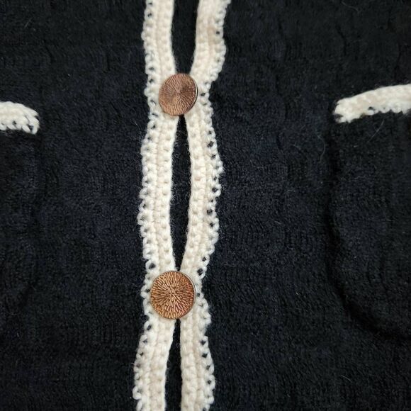 Trina Turk Sweater Cardigan Womens Small Wool Academia Black - Picture 3 of 5